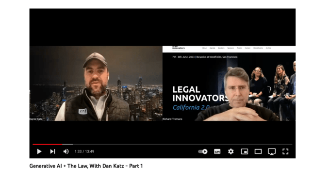 Law professor and legal AI expert, Dan Katz, talks to Artificial Lawyer about generative AI and the legal sector. 