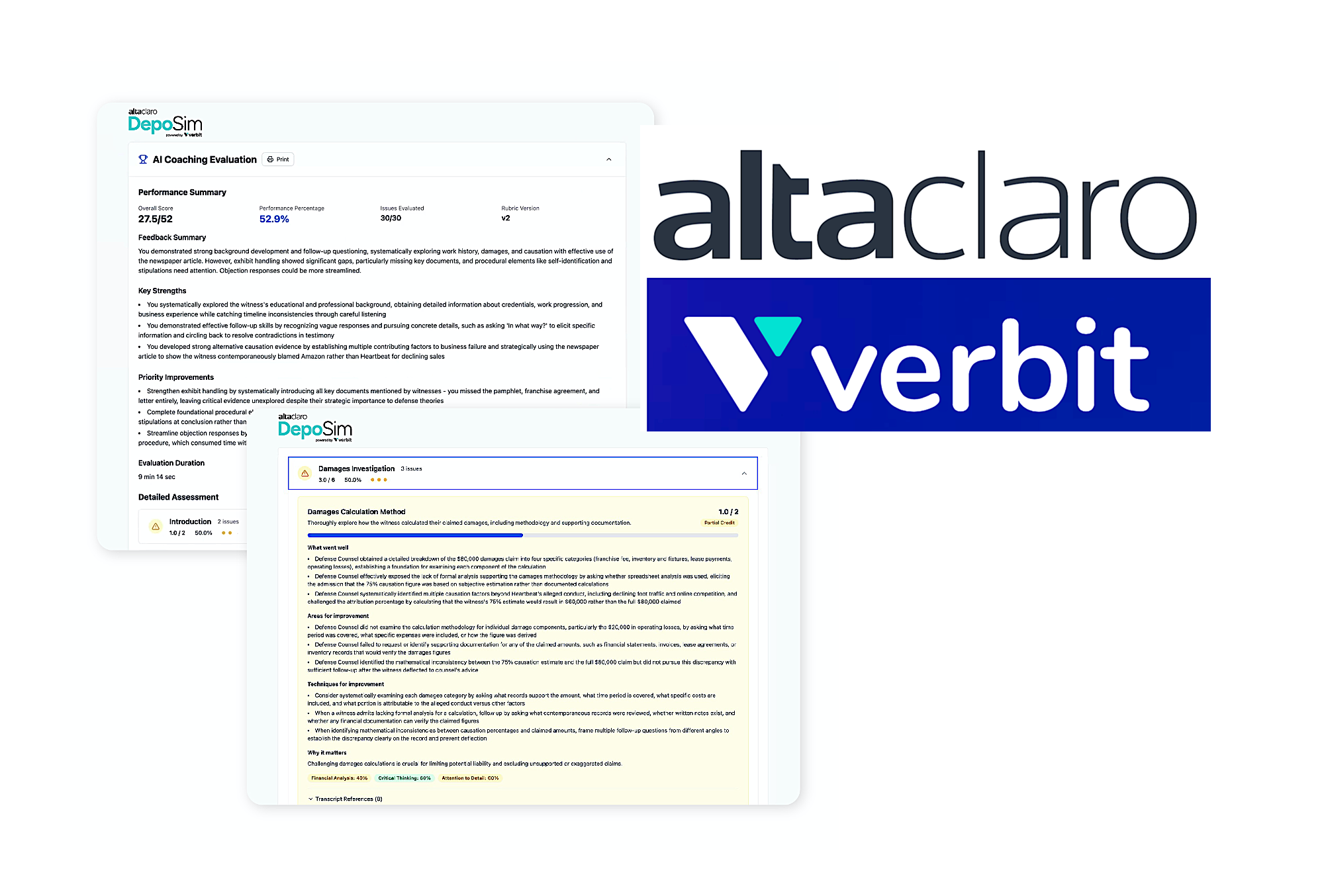 AltaClaro + Verbit Launch Deposition Training Simulator