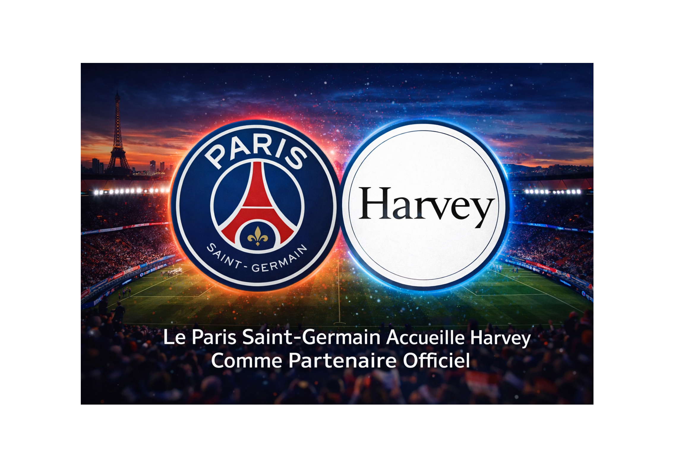 PSG Parc des Princes stadium with Harvey AI branding during match