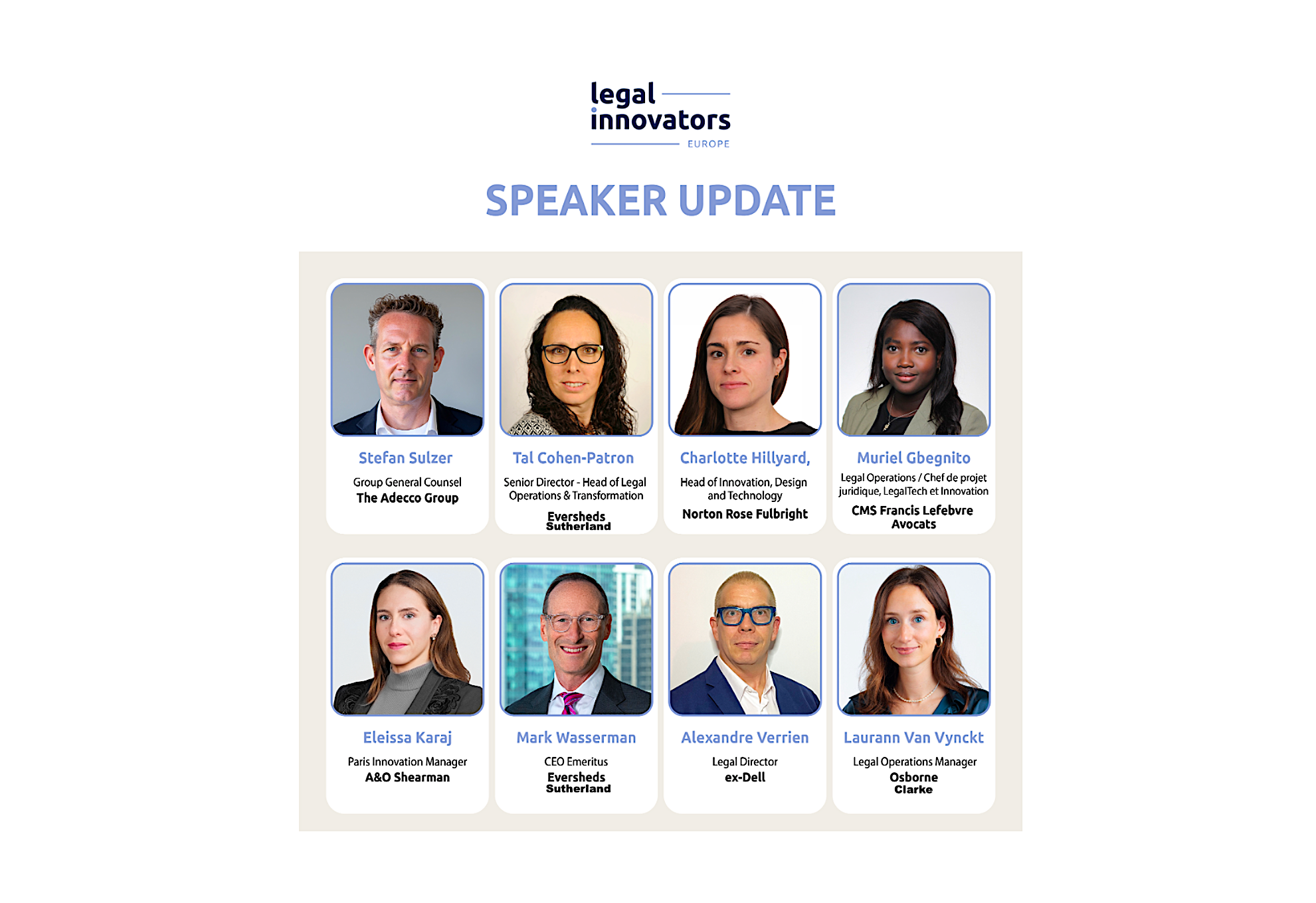 Legal Innovators Paris: June 24 + 25 – Speakers Announced